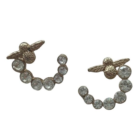 Free with Purchase! Gold Tone Bee Rhinestone Fashion Earrings - Picture 1 of 3